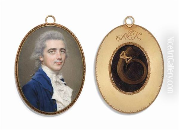 Nathaniel Edward Kindersley (1763-1831), In Blue Coat With Gilt Buttons, White Cravat, Powdered Wig Worn En Queue - view 1