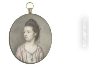 Isabella Perceval Nee Paulett, Countess Of Egmont (d.1821), Wearing Powder Pink Dress Slashed To Reveal White Bodice Edged With Blue And Secured In Place With Sapphire And Pearl Clasps by John Ii Smart