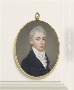 William Domville, In Dark Blue Coat With Gold Buttons, White Waistcoat Pleated Jabot And Knotted Cravat, Short Powdered Hair by John Ii Smart