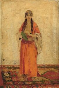 Odalisca In Rosso by Ferdinando Brambilla