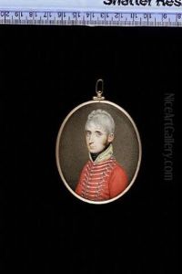 An Officer Of Madras Native Cavalry Wearing Scarlet Coat With Yellow Collar And Silver Lace, His Hair Powdered by John Smart the Younger