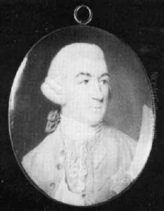 Portrait Of A Gentleman Wearing A Pale Blue Coat With Gold Buttons by John Smart the Younger
