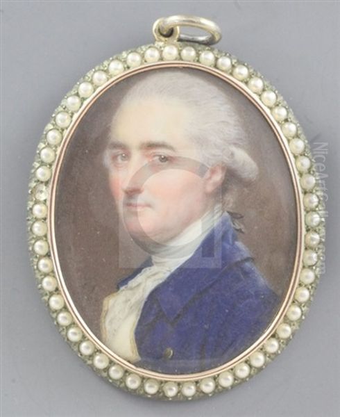 Miniature Portrait Of A Gentleman Wearing A Blue Coat - view 1