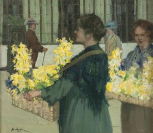 Flower Sellers, Argyle Street, Glasgow by John Smellie