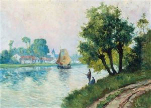 Fishermen By The River Lys by Gustave De Smet