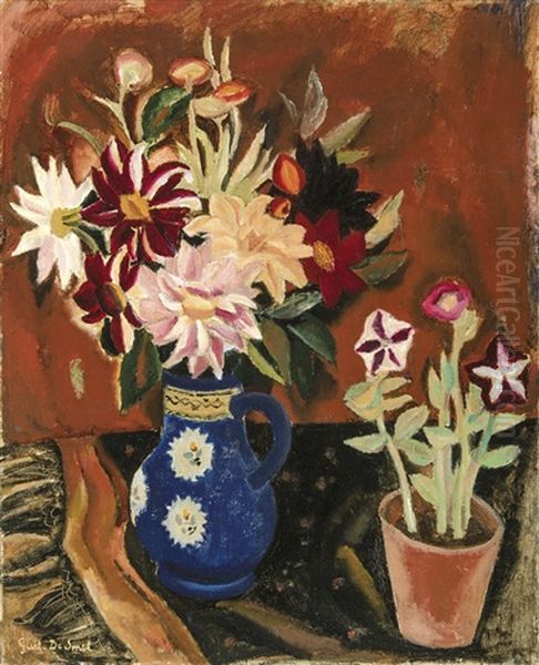 Blue Vase With Flowers - view 1