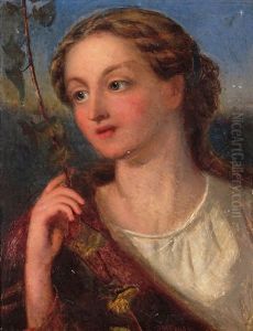 Portrait Of A Young Lady Holding A Stem Of Ivy