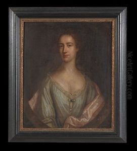 Half-length Portrait Of A Woman In Pale Blue Within A Painted Oval Half-length Portrait Of A Woman In Pale Blue Within A Painted Oval