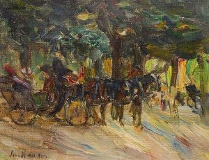 Park In Rom Mit Kutsche by Emil Leonhard Smidt