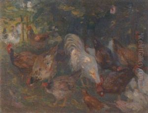 Huhnerschar Im Freien by Emil Leonhard Smidt