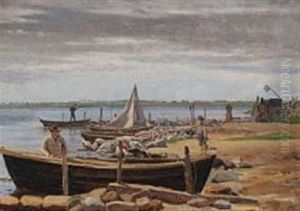 Fisker I En Baad, Limfjorden by Hans Ludvig Smidth