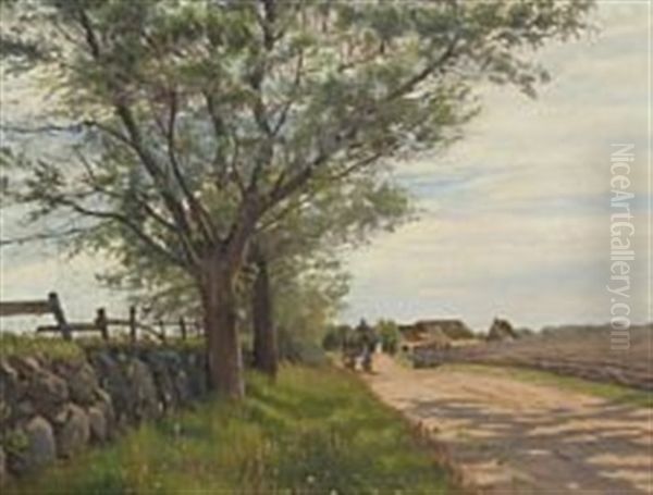 Summerday With People On A Country Road - view 1