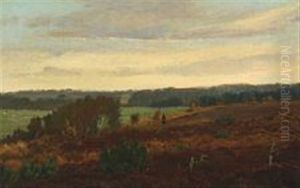 A Hunter With His Dog On The Heath by Hans Ludvig Smidth