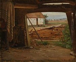 View Of A Courtyard From A Stable by Hans Ludvig Smidth