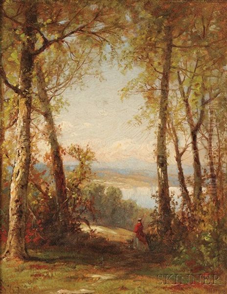 Woman Admiring An Autumn Vista - view 1