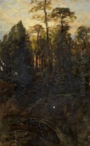 Mountainous Landscape With A Sunset
