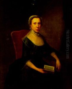 Portrait Of A Lady Seated, Wearing A Green Dress And Holding A Book In Her Right Hand