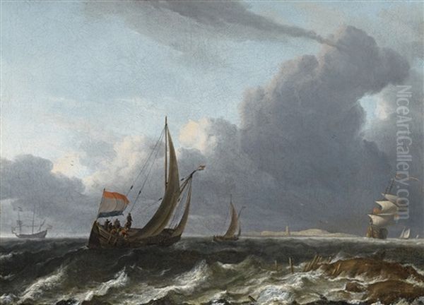 Dutch Sailing Boats On Stormy Sea - view 1