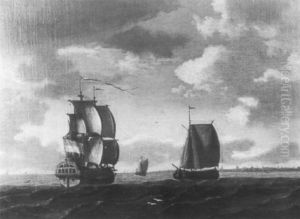 Hollandische Segelschiffe Bei St_rmischem Wind Vor Der Kuste by Aernout Smit