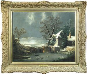 Watermill On A River In The Snow by George Smith of Chichester