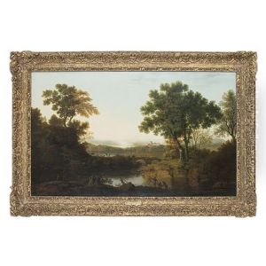 A Classical River Landscape With Fishermen And Nets A Classical River Landscape With Fishermen And Nets