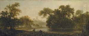 River Landscape With A Cathedral In The Distance River Landscape With A Cathedral In The Distance