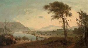 View Of The Valley Of The Lune, With The Lune River, Lancaster, And A Figure With His Dog In The Foreground