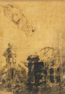 L'apparition Du Christ Aux Pelerins D'emmaus by Leonaert Bramer