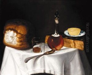 Still Life With Bread, Cheese And A Decanter