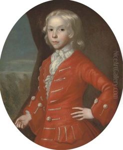 Portrait Of A Boy, Charles, 3rd Duke Of Richmond (?), Three-quarter-length, In A Red Coat And White Cravat, A Landscape Beyond by George Smith of Chichester