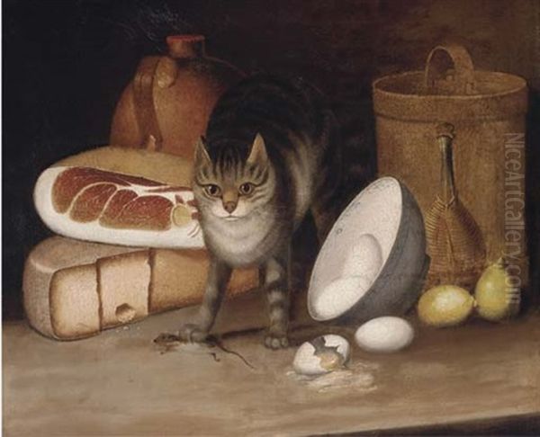 Ham, Cheese, Eggs, Lemons, With A Captured Mouse And Cat - view 1