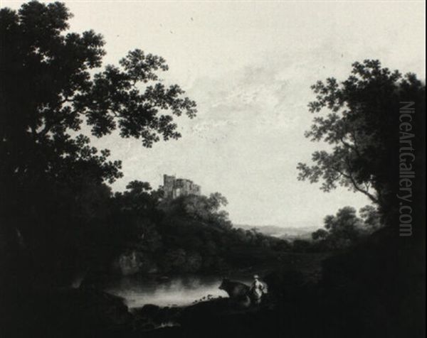 Extensive Landscape With Fishermen And Shepherds By A Pond - view 1
