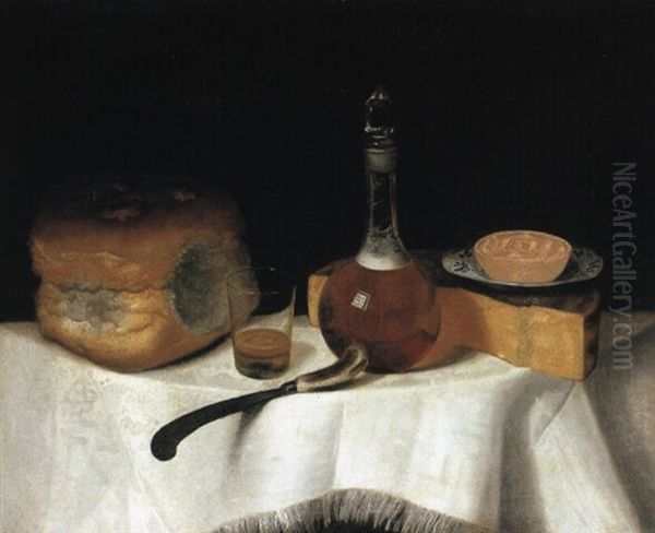 Still Life Of Cheese, Beer, And Bread - view 1
