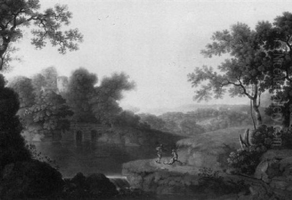 River Landscape With Travellers Resting - view 1