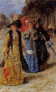 Fashionable Ladies On The Promenade by Stephen Catterson Smith the Younger