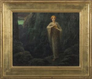 Mystical Woman Standing On A Rocky Coast