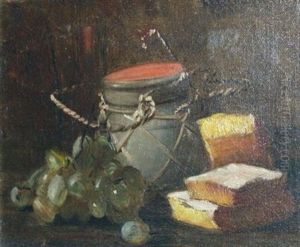Still Life With Grapes, A Jar And Sweet Breads by Alfred Everett Smith