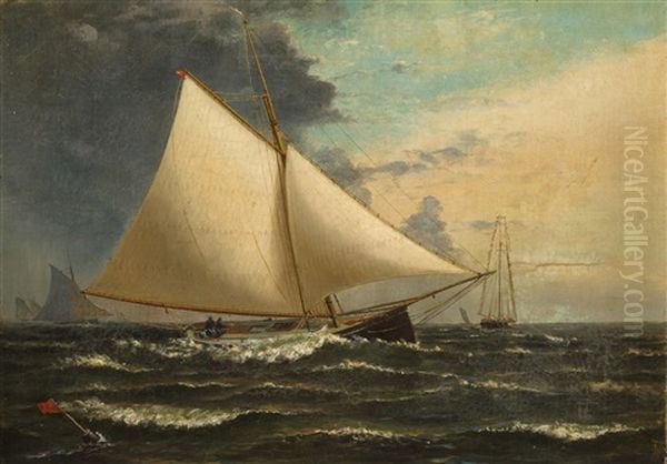 A Gaff Rigged Sloop Passing The Racing Mark - view 1