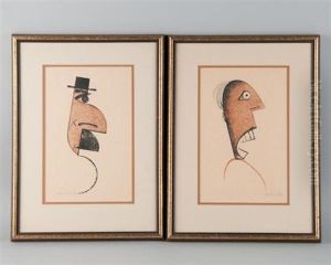 Caricature Silhouettes Of Gentlemen (2 Works)