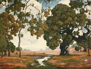 Oak Trees In A Landscape With Grazing Cattle