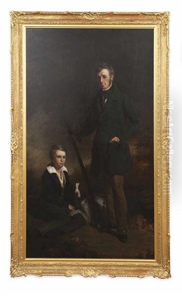 Full Length Portrait Of George Patrick Skene Of Pitlour With His Son And Gundog - view 1
