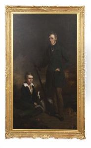 Full Length Portrait Of George Patrick Skene Of Pitlour With His Son And Gundog