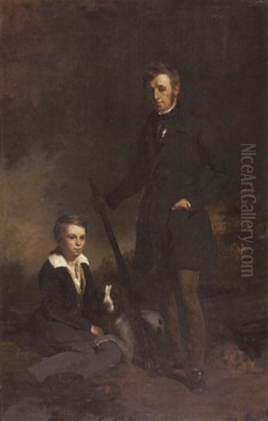 Portrait Of George Patrick Skene Of Pitlour And His Son With Guns And Dog - view 1