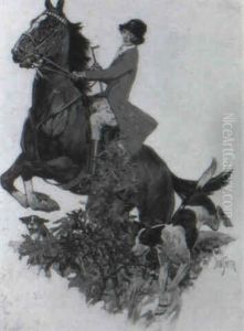 Magazine Cover: Woman On Horse Foxhunting by Daniel Smith