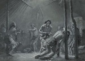 Iroquois Medicine Masks And Turtle Shell Rattle (+ Medicine Dance At Fire Chief's; Pair) by De Cost Smith