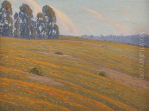 Hillside Landscape With Poppies by Ernest Browning Smith