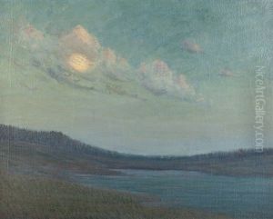 Moon Over A Marsh Landscape