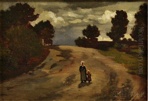 Mother And Child On A Country Road - view 1