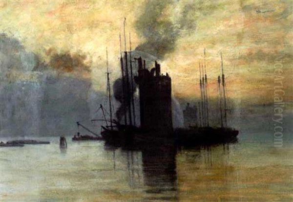 Morning Fog: Harbor Scene - view 1