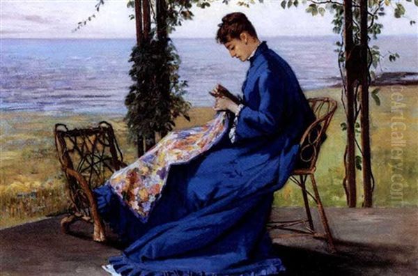 Sewing On The Veranda - view 1